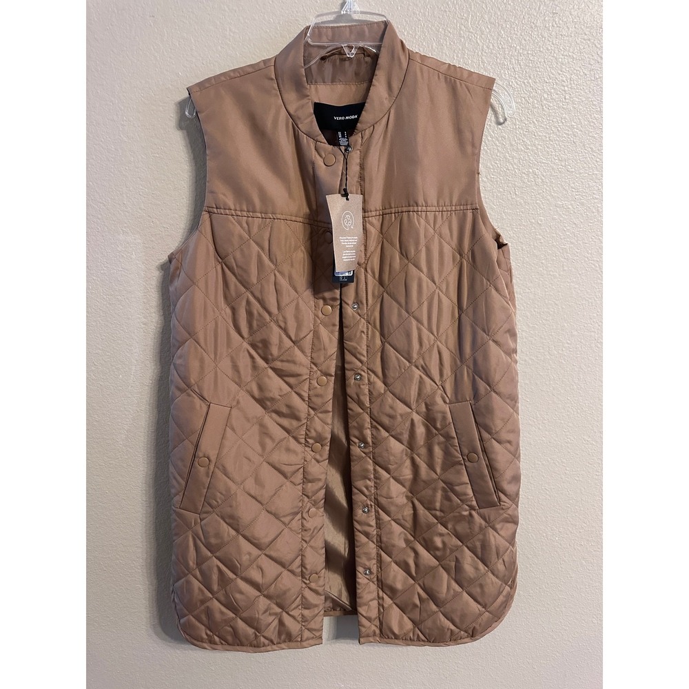 Vero Moda Quilted Vest Sleeveless Puffer Waistcoat‎ Jacket Tigers Eye Small